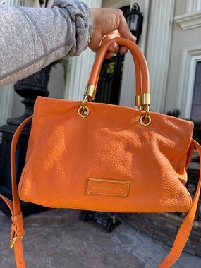 Marc by Marc Jacobs Orange Leather Satchel with Gold Hardware